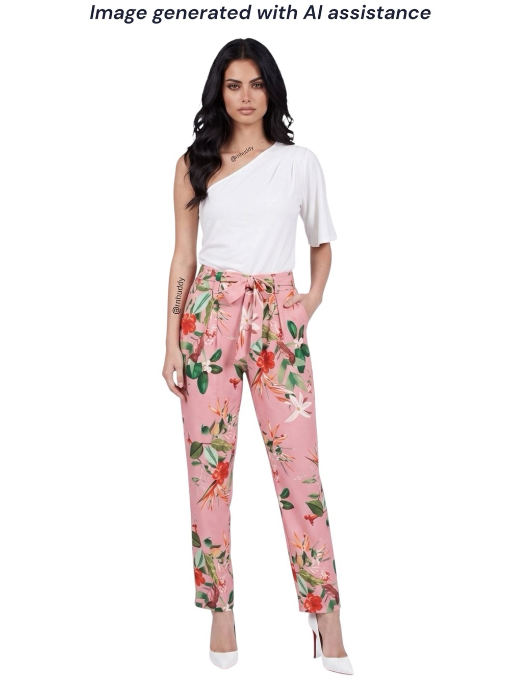 NWT Express S pink floral belted high waisted pants